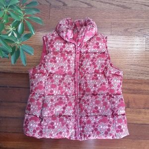 Lands End Girls Flowered Puffer Vest Size Small